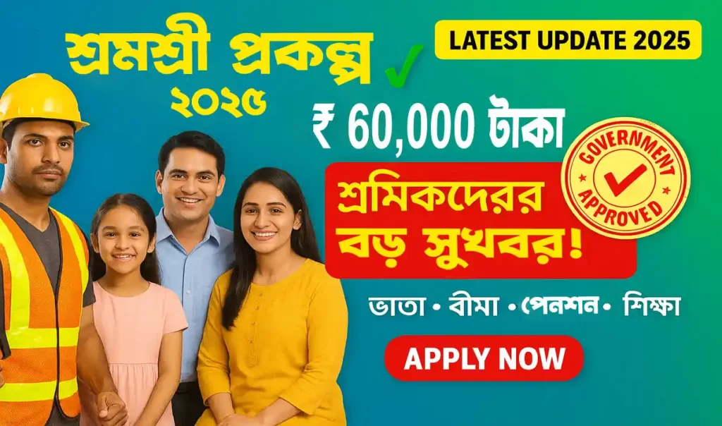 শ্রমশ্রী প্রকল্প 2025: Shramshree Prokolpo 2025 - মাসে 5000 টাকা ভাতা পরিযায়ী শ্রমিকদের জন্য | Mamata Banerjee 2 শ্রমশ্রী প্রকল্প 2025: মাসে 5000 টাকা ভাতা পরিযায়ী শ্রমিকদের জন্য | Mamata Banerjee Shramshree Prokolpo 2025 wb sain blog
