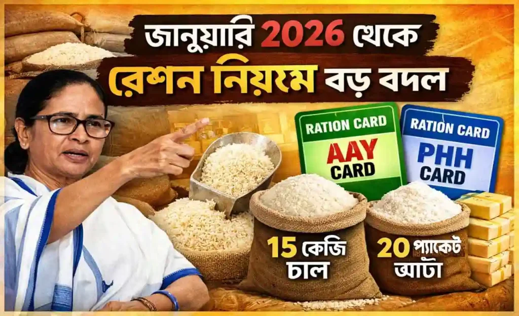 Ration Card Update 2026: জানুয়ারি ২০২৬ থেকে রেশন নিয়মে বড় বদল: কোন কার্ডে কত চাল ও আটা মিলবে? 3 Ration Card Update 2026: জানুয়ারি ২০২৬ থেকে রেশন নিয়মে বড় বদল: কোন কার্ডে কত চাল ও আটা মিলবে? WB SAIN BLOG