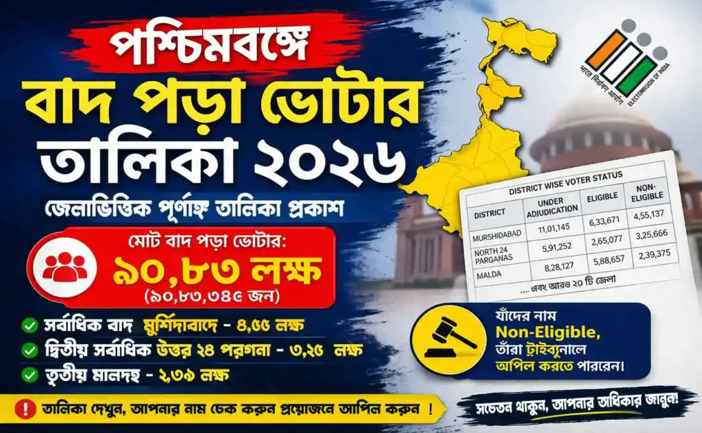 West Bengal Deleted Voter List-2026: পশ্চিমবঙ্গে বাদ পড়া ভোটার তালিকা ২০২৬ - জেলাভিত্তিক পূর্ণাঙ্গ তালিকা প্রকাশ | আপিল করার নিয়ম জানুন 1 West Bengal Deleted Voter List-2026: পশ্চিমবঙ্গে বাদ পড়া ভোটার তালিকা ২০২৬ - জেলাভিত্তিক পূর্ণাঙ্গ তালিকা প্রকাশ | আপিল করার নিয়ম জানুন wb sain blog