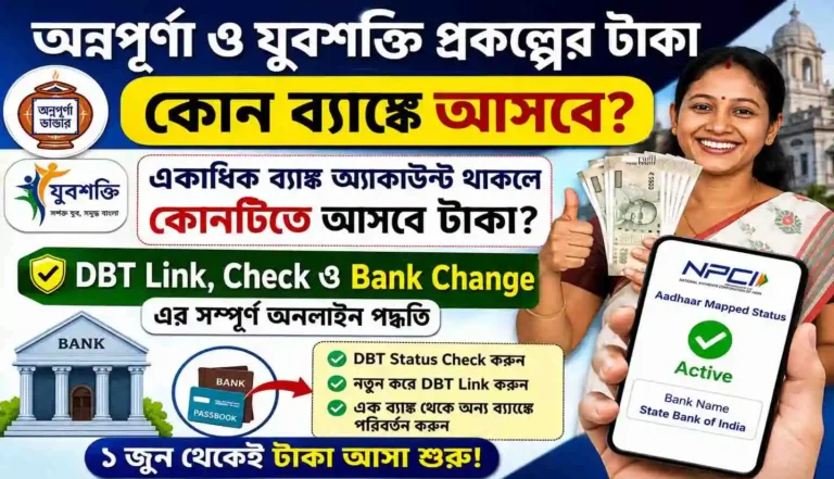 DBT Link Online 2026: অন্নপূর্ণা ও যুবশক্তি প্রকল্পের টাকা কোন ব্যাঙ্কে আসবে? জেনে নিন DBT Link, Check ও Bank Change-এর সম্পূর্ণ অনলাইন পদ্ধতি WB SAIN BLOG