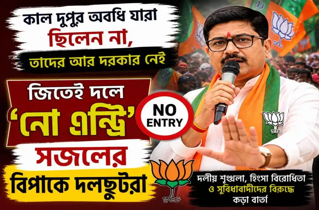 Sajal Ghosh No Entry in BJP 2026: বরানগরে জয়ের পর কড়া বার্তা: ‘নো এন্ট্রি’ ঘোষণা সজল ঘোষের, দলবদলুদের ভবিষ্যৎ অনিশ্চিত 1 Sajal Ghosh No Entry in BJP 2026: বরানগরে জয়ের পর কড়া বার্তা: ‘নো এন্ট্রি’ ঘোষণা সজল ঘোষের, দলবদলুদের ভবিষ্যৎ অনিশ্চিত WB SAIN BLOG