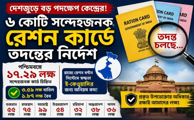 Suspicious Ration Cards 2026: দেশজুড়ে ৬ কোটি সন্দেহজনক রেশন কার্ডে তদন্তের নির্দেশ: পশ্চিমবঙ্গের অবস্থান কতটা স্বচ্ছ? WB SAIN BLOG